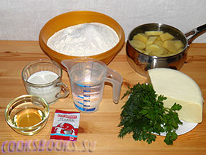 Хачапури с сыром, картофелем и зеленью