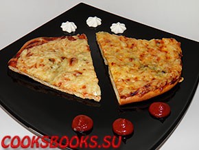 Пицца 2 Сыра на кефирном тесте