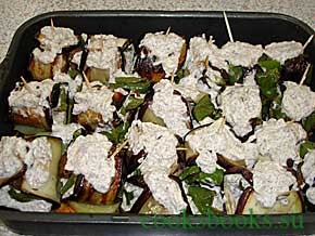 Баклажаны с печенью в чесночно-грибном соусе, фото рецепта