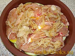 Куриные грудки с кабачками, помидорами и ананасами, фото рецепта