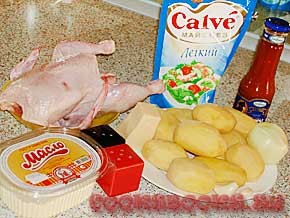Курица запеченная с картофелем в соусе